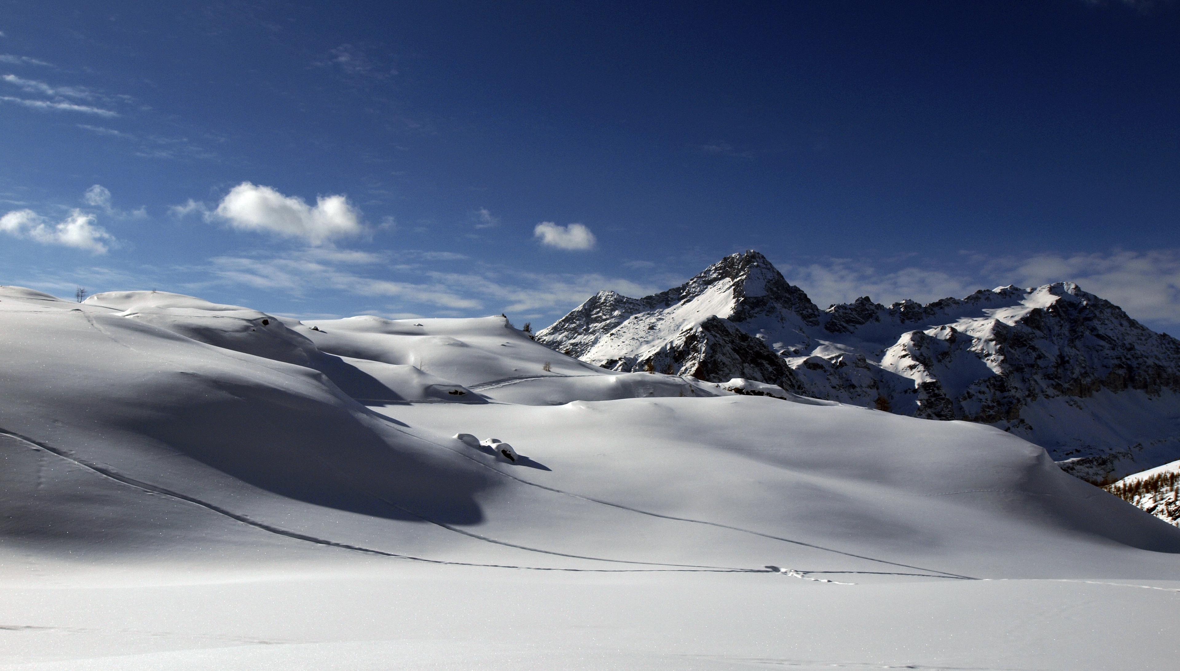 Wide open snowy landscape on a ski holiday